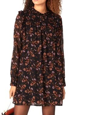Sanctuary Black Dress with Rust and Dusty Pink Floral Women’s size 10